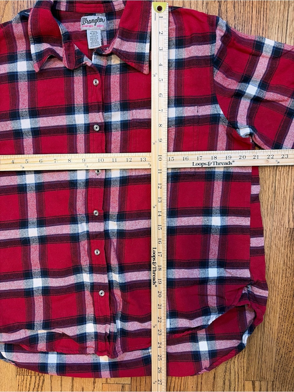 Wrangler Wrancher Flannel Plaid Shirt Women M Cowgirl Western Cottagecore Grunge - Picture 6 of 6